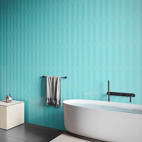 Colorplay Frame Teal Green 4.5x18 3D Crackled Glossy Ceramic Tile