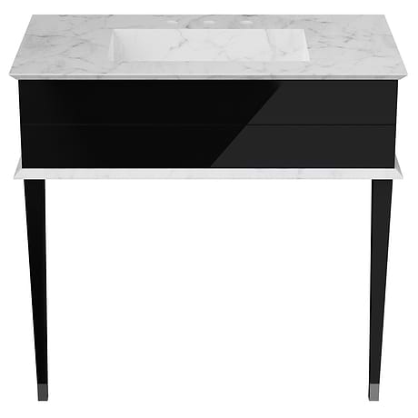 Classic Carrara 36" Black Vanity with Chrome Accents 