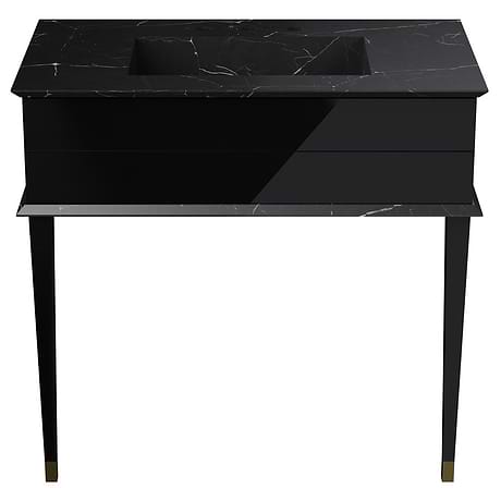 Classic Nero Marquina 36" Black Vanity with Gold Accents 