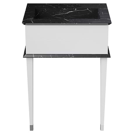 Classic Nero Marquina 24" White Vanity with Chrome Accents 