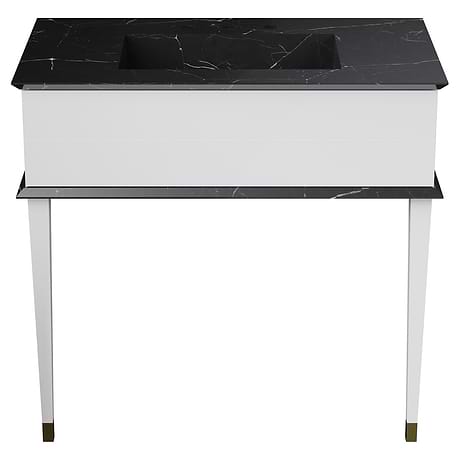 Classic Nero Marquina 36" White Vanity with Gold Accents