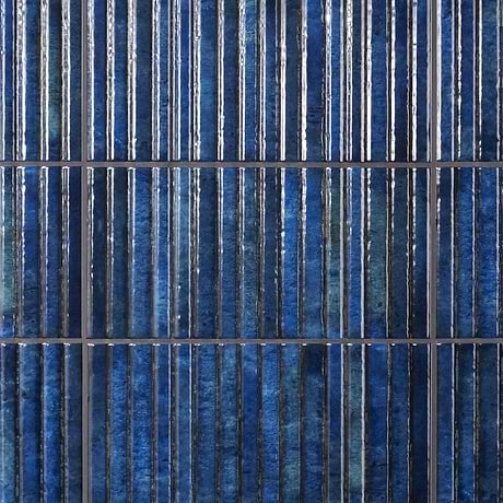 Curve Blue Fluted 6x12 3D Glossy Ceramic Tile