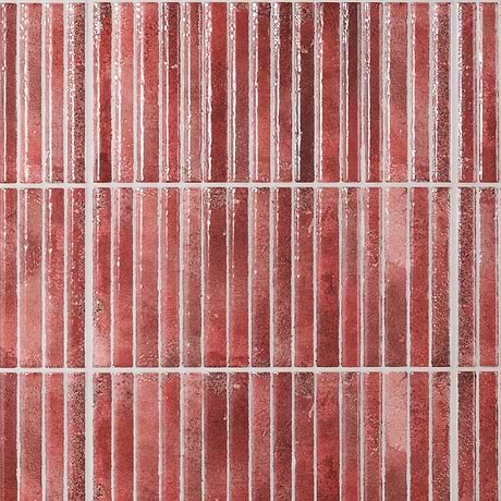 Curve Red Fluted 6x12 3D Glossy Ceramic Tile