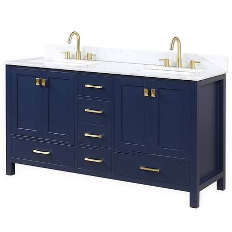 Athena  60'' Blue Vanity And Marble Counter