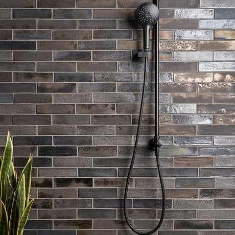 Emery Mixed Metallic 2x8 Handmade Crackled Terracotta Subway Tile