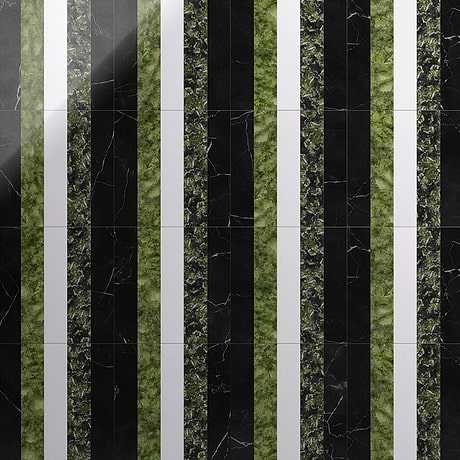 Arc Linear Soul Green & Black 12x12 Polished Marble Mosaic Tile by Elizabeth Sutton
