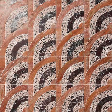 Arc Vertical Canyon Terracotta 12x12 Honed Marble and Terrazzo Mosaic Tile by Elizabeth Sutton