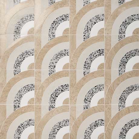 Arc Vertical Desert Beige 12x12 Honed Marble and Terrazzo Mosaic Tile by Elizabeth Sutton