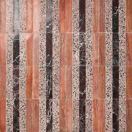 Arc Linear Canyon Terracotta 12x12 Honed Marble and Terrazzo Mosaic Tile by Elizabeth Sutton