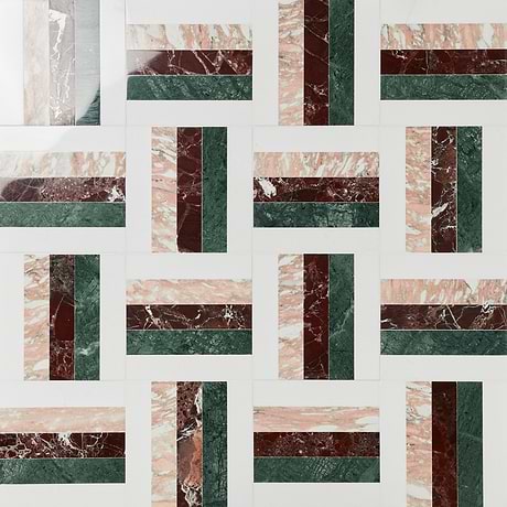 Arc Weave Passion Multicolor 12x12 Polished Marble Mosaic Tile by Elizabeth Sutton