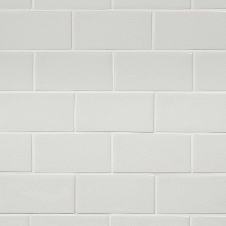 Nabi Subway Glacier White 3x6 Crackled Glossy Glass Tile