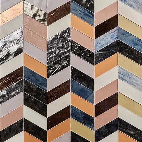Meta Mixed Malibu Metallic 2x5 Chevron Glossy Glass Mosaic by Elizabeth Sutton