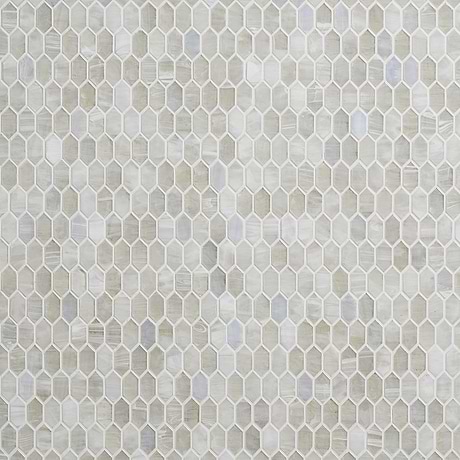 Flicker Mist White 1/4" x 1" Polished Glass Mosaic Tile
