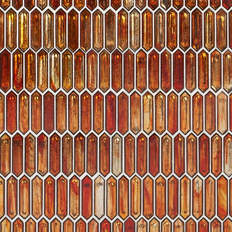 Komorebi Picket Bonfire Red 1x3 Polished Glass Mosaic