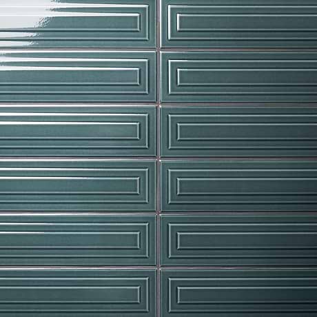 Colorplay Frame Emerald Green 4.5x18 3D Crackled Glossy Ceramic Tile