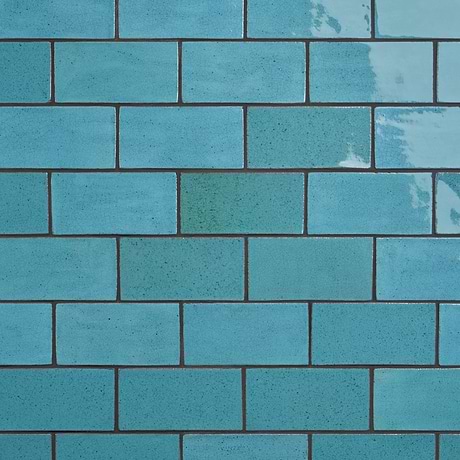 Emery Blue 4x8 Handmade Crackled Glossy Terracotta Subway Tile
