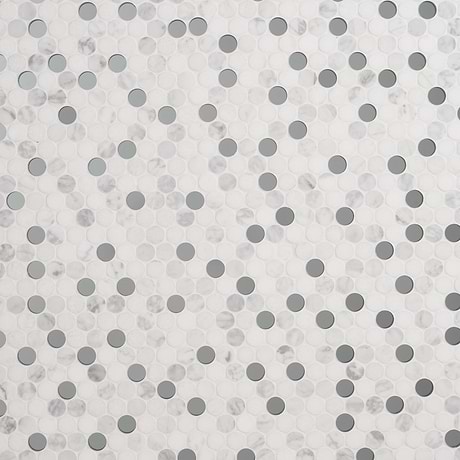 Reflection White 1" Penny Round Marble & Glass Mosaic
