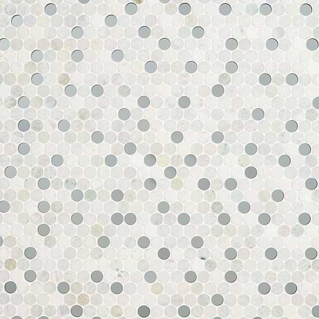 Reflection Ming Green 1" Penny Round Polished Marble & Glass Mosaic