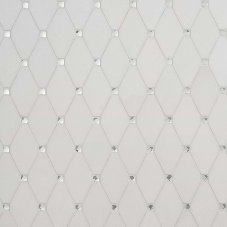 Reflection White Thassos 3x5 Diamond & Mirror Marble & Glass Mosaic