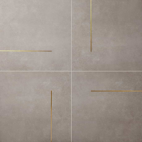 Lines Brass Inlay Greige 24X24 Matte Porcelain Tile