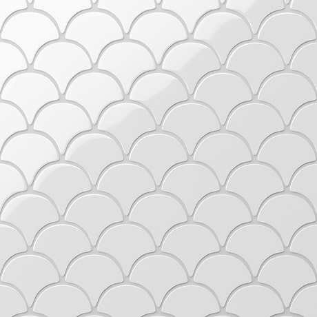 Serenity White 3" Fish Scale Polished Porcelain Mosaic Tile