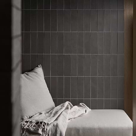 Brownstone Charcoal Black 2x7 Matte Smooth Cut Clay Thin Brick Tile