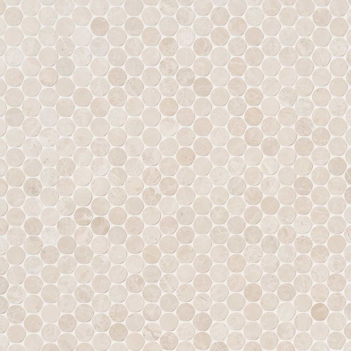 CREAM MISTO Beige 1" Penny Round Honed Marble Mosaic Tile