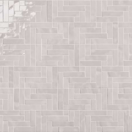 Zelora Cloud White Herringbone Glossy Ceramic Mosaic Tile
