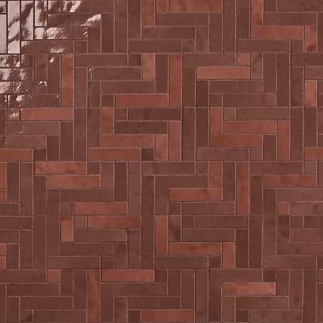 Zelora Chestnut Brown Herringbone Ceramic Mosaic Tile