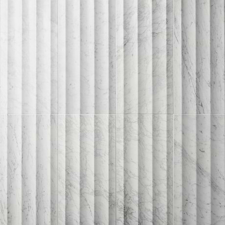 Stonework Fluted Carrara White 12x24 3D Honed Marble Tile