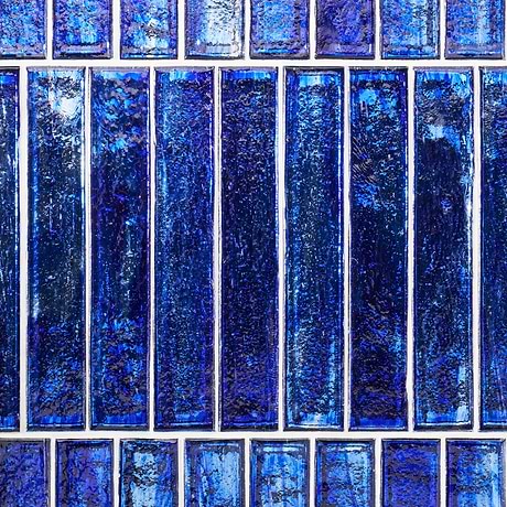 Komorebi Brick Athens Blue 2x12 Polished Glass Subway Tile