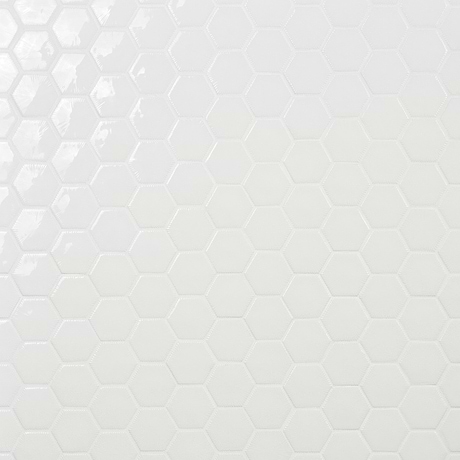 Nabi Hexagon Glacier White 3" Crackled Glossy Glass Mosaic Tile