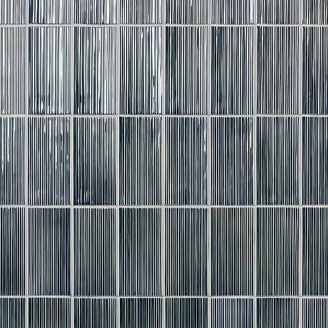 Nabi Subway Midnight Blue Green 4.5x9 Fluted Ridged Crackled Glossy Glass Tile