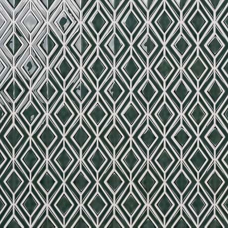 Nabi Jewel Deep Emerald Green 3D Crackled Glossy Glass Mosaic Tile