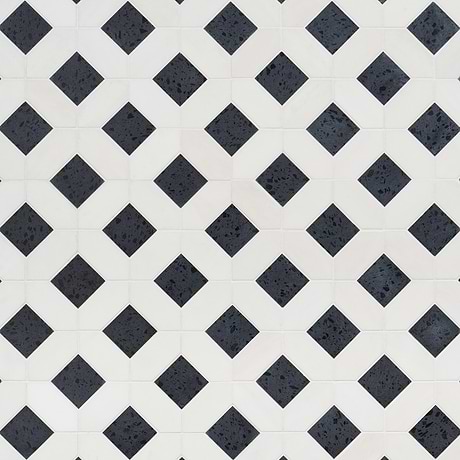 Cleopatra Diamond Pepper Black Terrazzo and Bianco White Marble Polished Mosaic