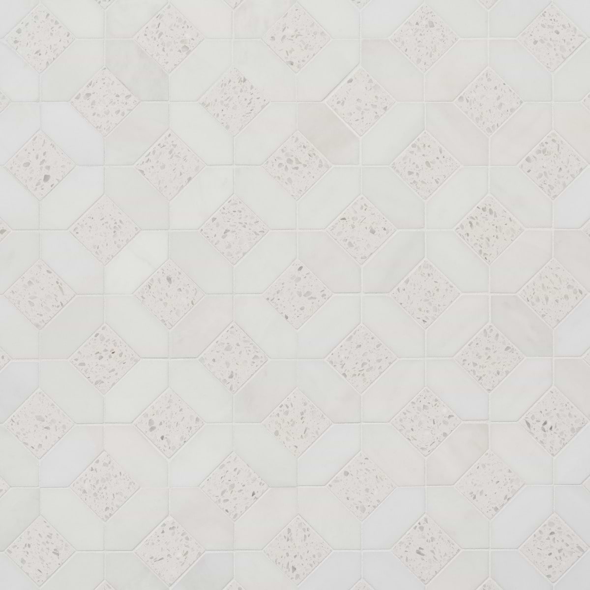 CLEOPATRA DIAMOND Salt White Terrazzo and Bianco White Marble Polished Mosaic