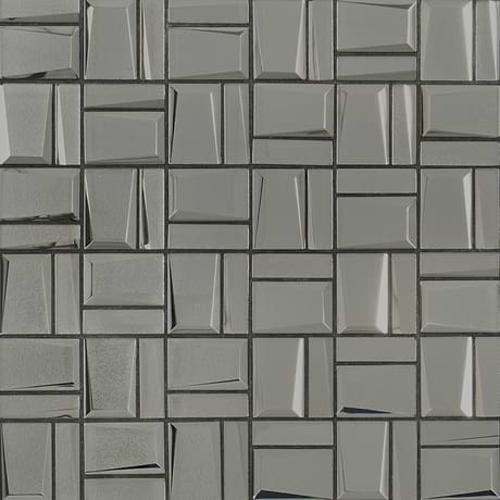 Rumi French Platinum Silver 2x3 Polished Mirrored Glass Mosaic Tile