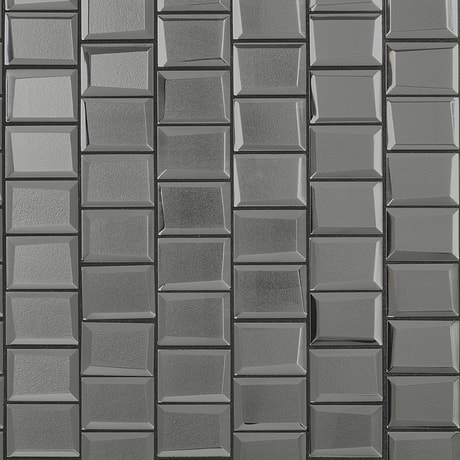 Rumi Glam Platinum Silver 2x3 Polished Mirrored Glass Mosaic Tile