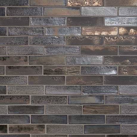 Emery Mixed Metallic 2x8 Handmade Crackled Terracotta Subway Tile