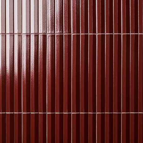 Ponto Ruby Red Fluted 5x16 3D Polished Porcelain Tile