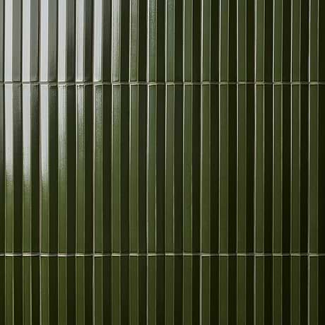 Ponto Verde Green Fluted 5x16 3D Polished Porcelain Tile