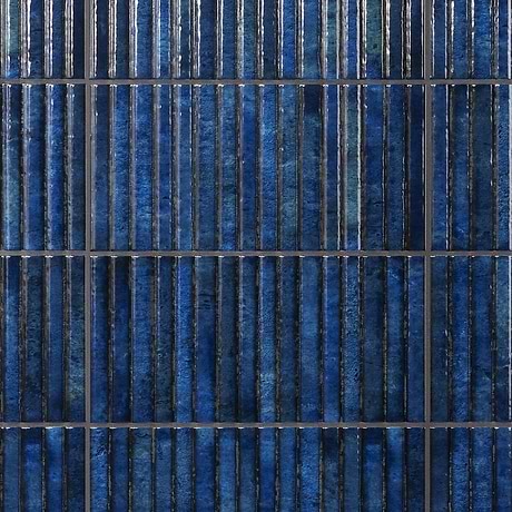 Curve Blue Fluted 6x12 3D Glossy Ceramic Tile