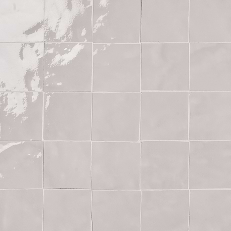 Zelora Cloud White 4x4 Zellige Look Glossy Ceramic Tile