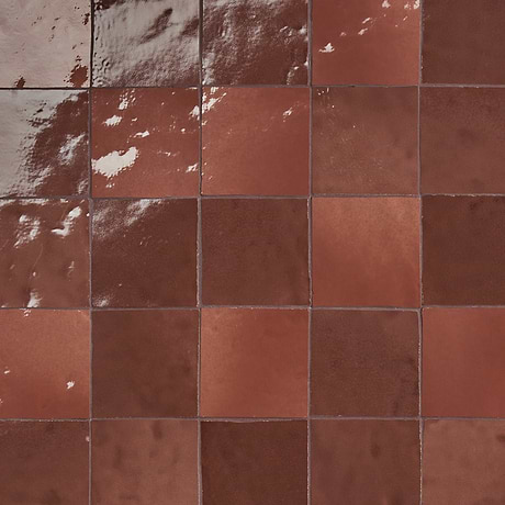 Zelora Chestnut Brown 4x4 Zellige Look Glossy Ceramic Tile