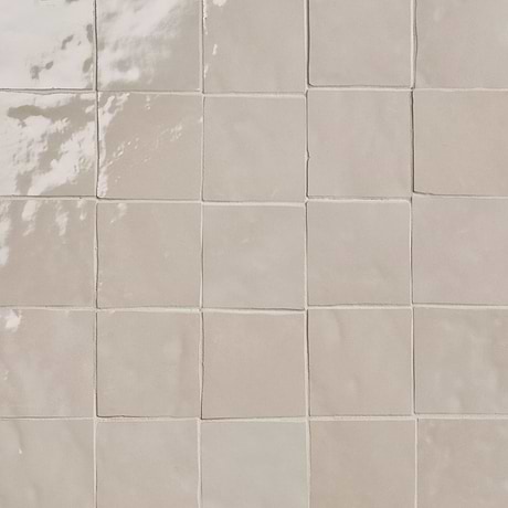 Zelora Linen Beige 4x4 Zellige Look Glossy Ceramic Tile