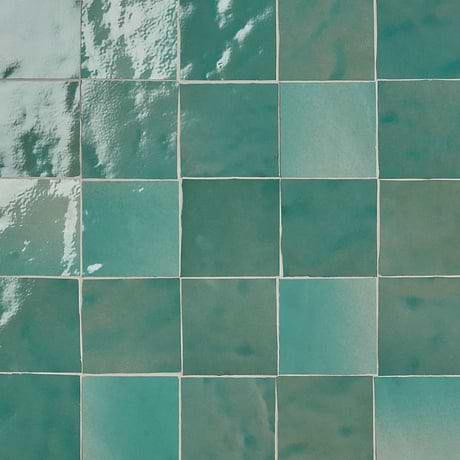 Zelora Mint Green 4x4 Zellige Look Glossy Ceramic Tile