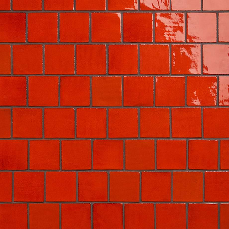 Emery Orange 4x4 Square Handmade Crackled Glossy Terracotta Tile