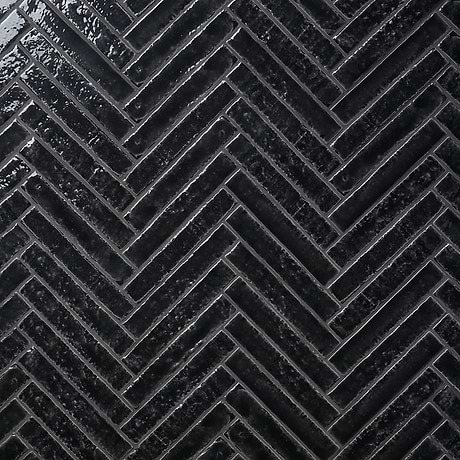 Wabi Sabi Coal Black 1.5x9 Glossy Ceramic Tile