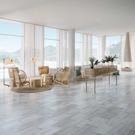 Fleetwood Parquet Silver 12x24 Rigid Core Click Luxury Vinyl Tile by Stacy Garcia