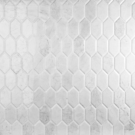 Carrara White 8x4 Beveled Hexagon Polished Marble Tile